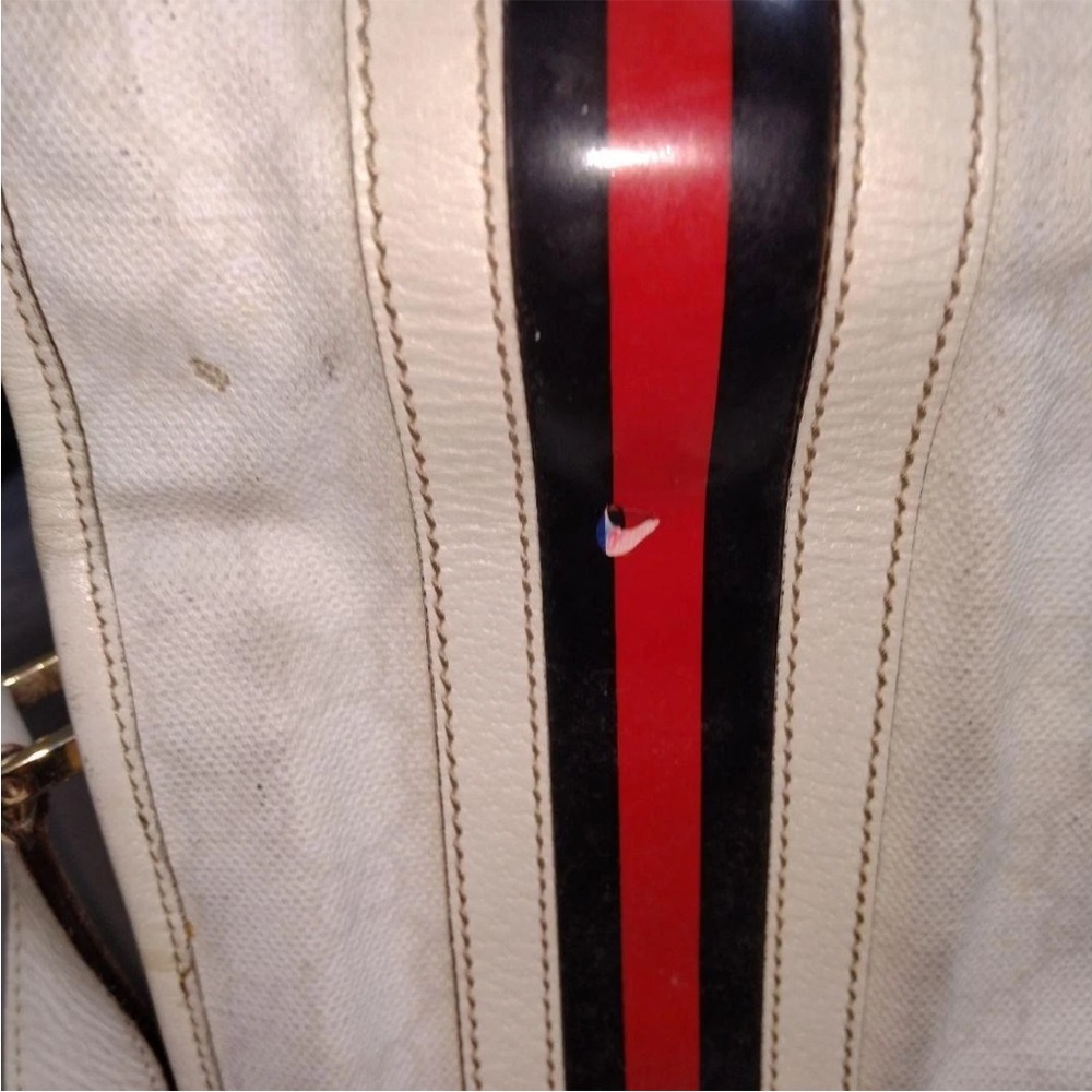 Gucci White Shoulder Bag with Red and Blue Stripes Set - Picture 10 of 11